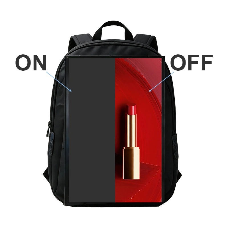 Qtenboard smart power management timed power on off backpack ad display screen on off state