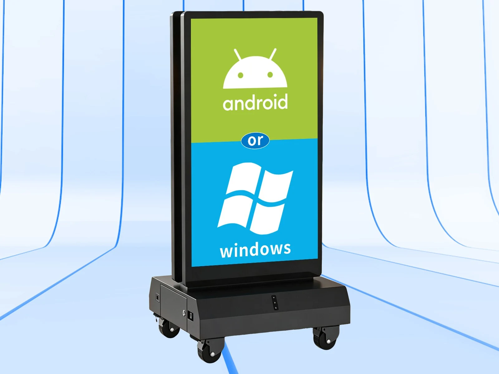 Qtenboard dual system Android Windows outdoor double‑sided battery powered digital poster