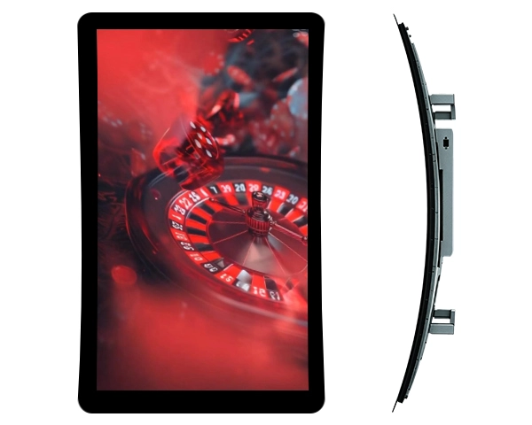 Qtenboard C Curved casino monitor front and side view