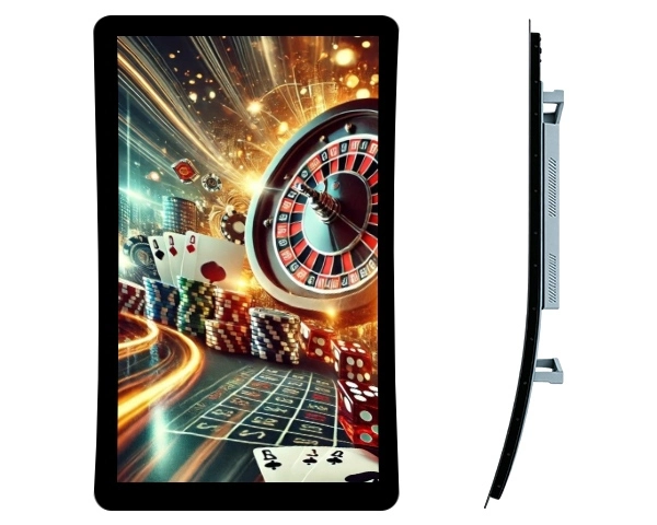 Qtenboard J Curved casino monitor front and side view