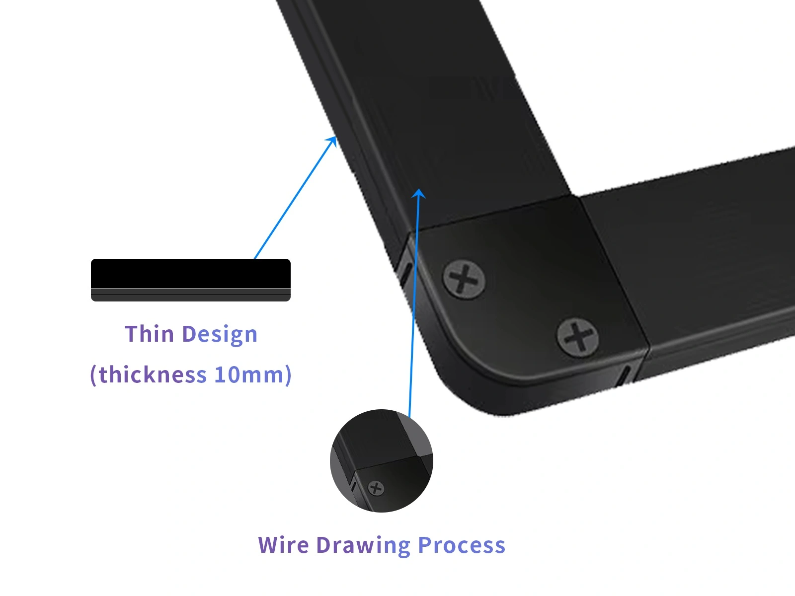 Qtenboard infrared touch frame 10mm thin brushed aluminum alloy frame corner structure