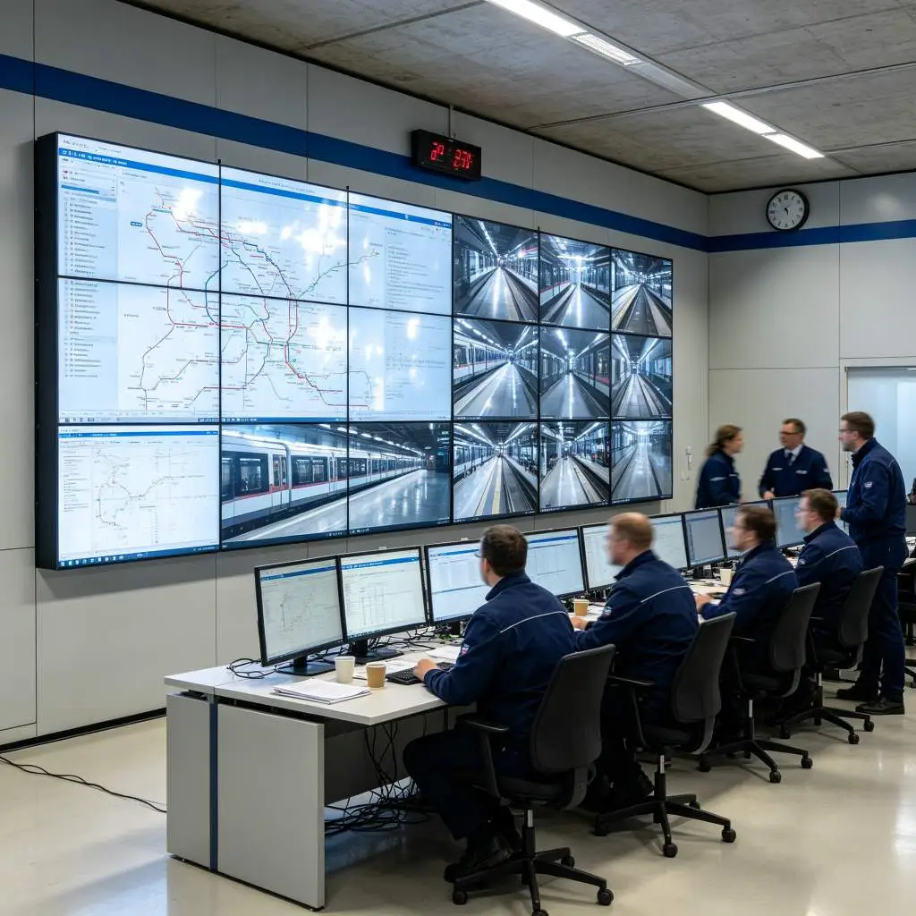 Metro operation monitoring lcd video wall Lyon France