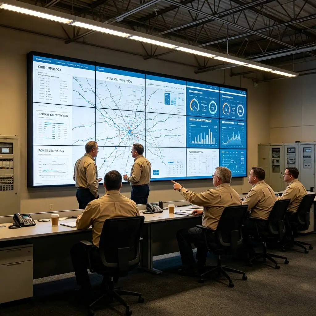 Large lcd video wall for energy enterprise control center in Texas USA