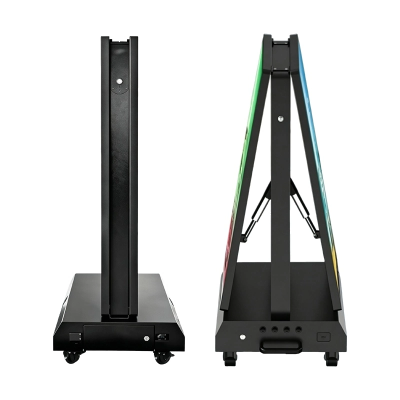 Qtenboard double‑sided A‑shape outdoor digital kiosk side folding structure