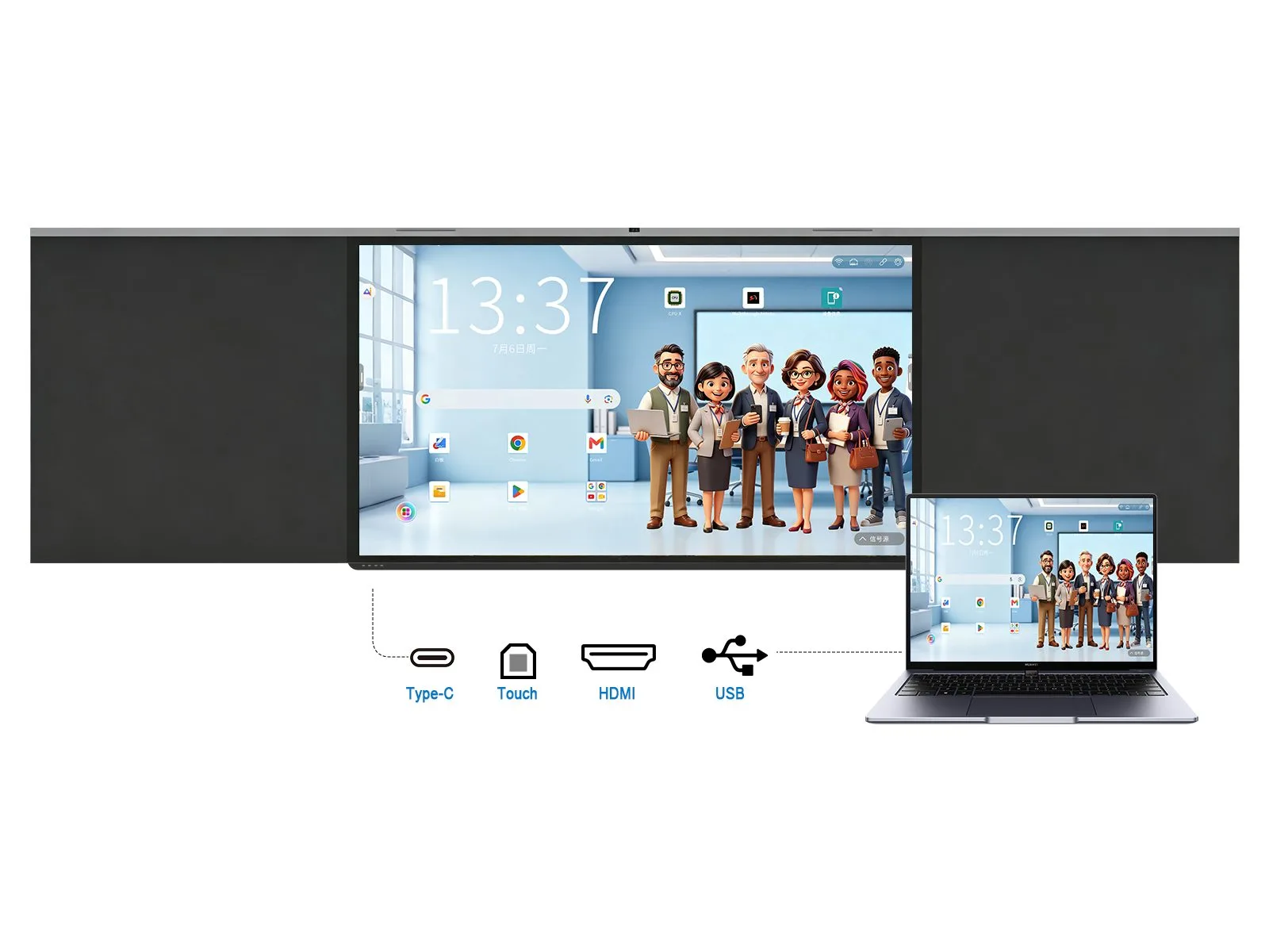 Qtenboard front‑facing Type‑C and I/O interface showcase