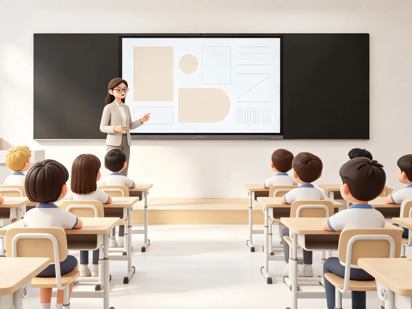 Qtenboard nano smart blackboard real classroom writing teaching scene