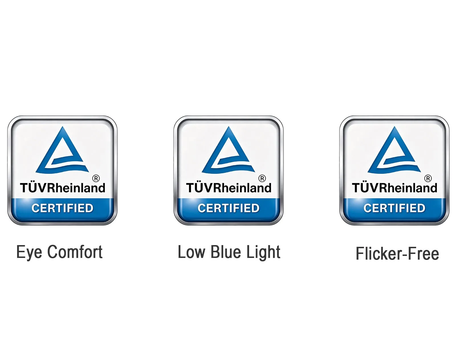 Qtenboard TUV Rheinland eye comfort certification badges