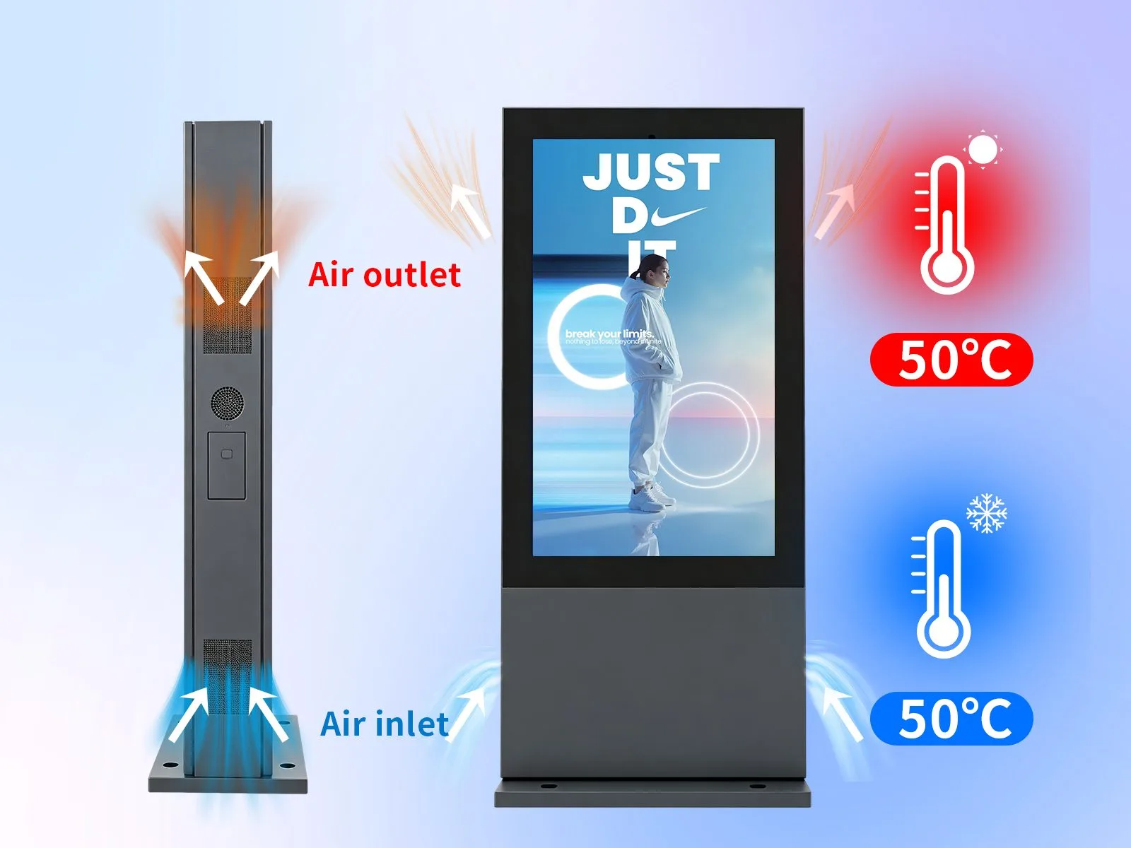 Qtenboard smart cooling heating system kiosk