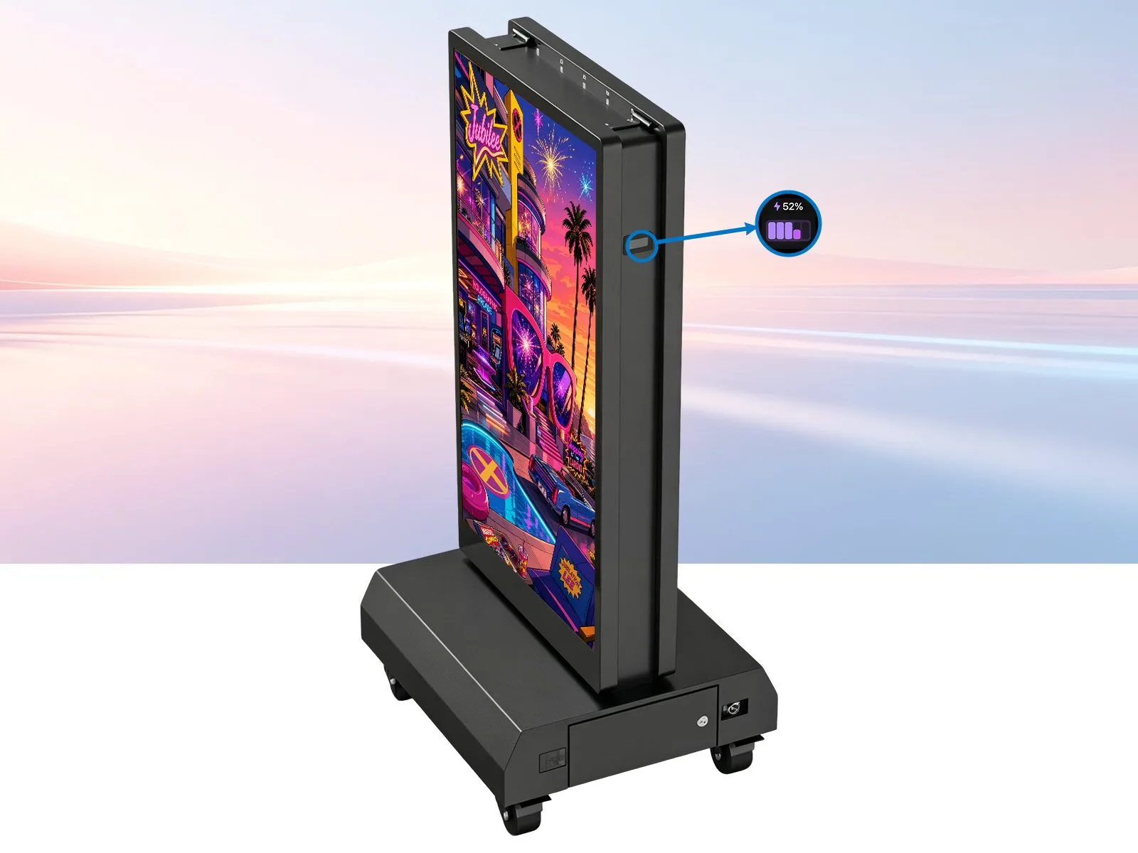 Qtenboard real‑time battery level indicator outdoor portable double‑sided poster sign