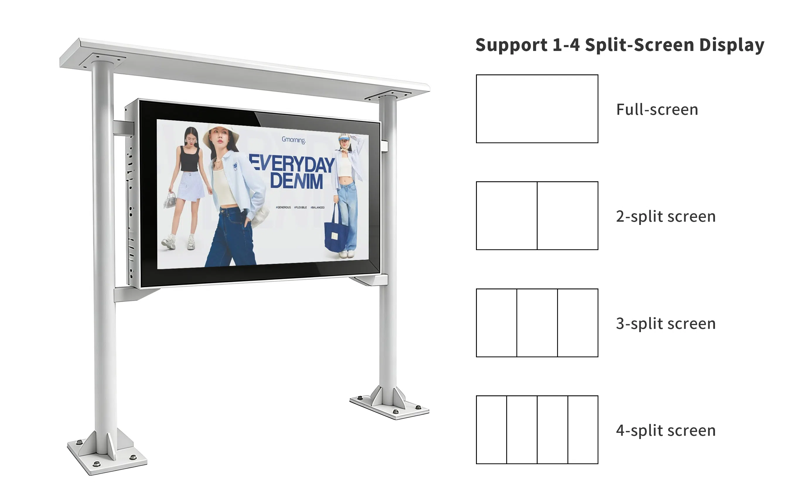 Qtenboard bus shelter digital signage four‑in‑one combined screen IP65 outdoor advertising display