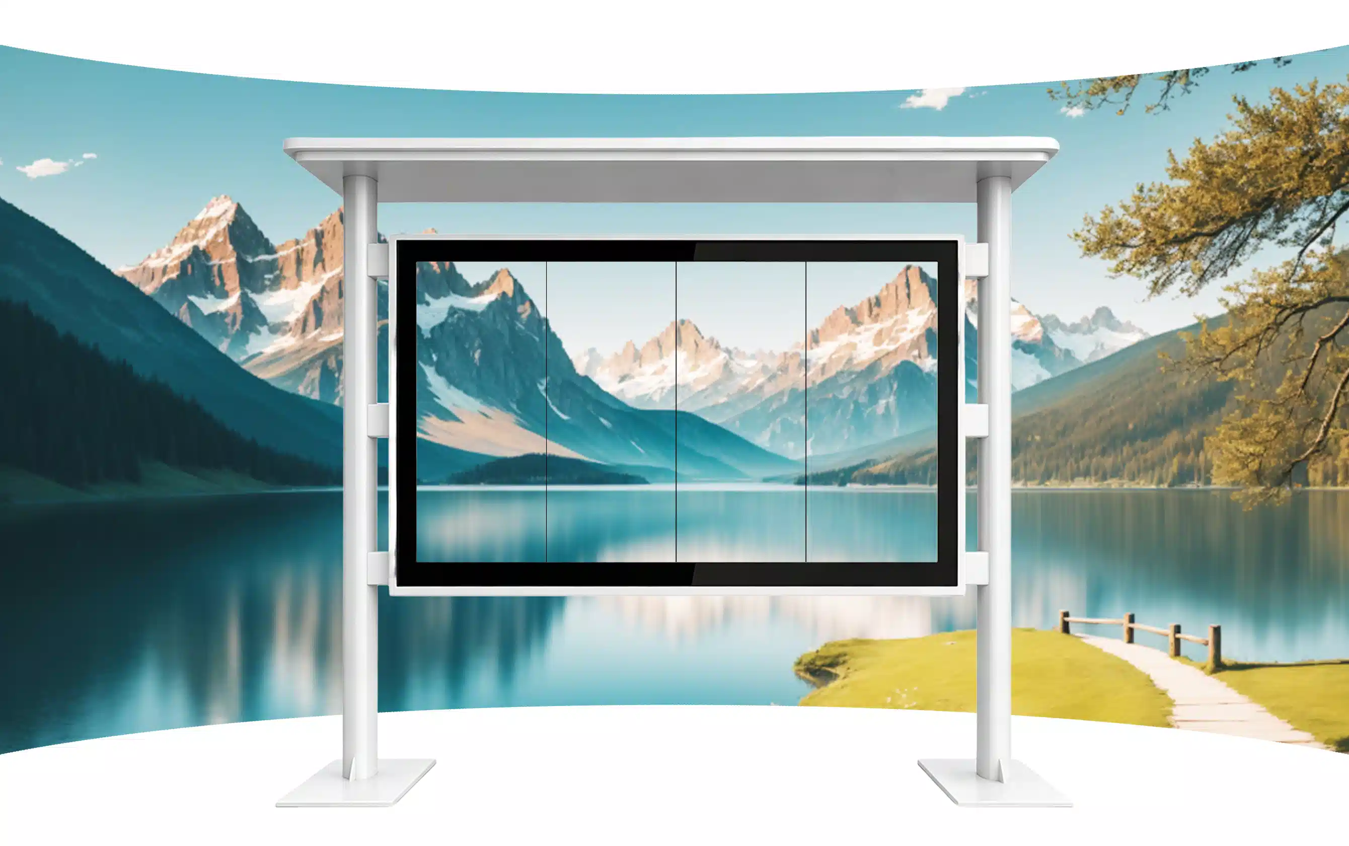 Qtenboard bus shelter digital signage wide viewing angle curved visual effect
