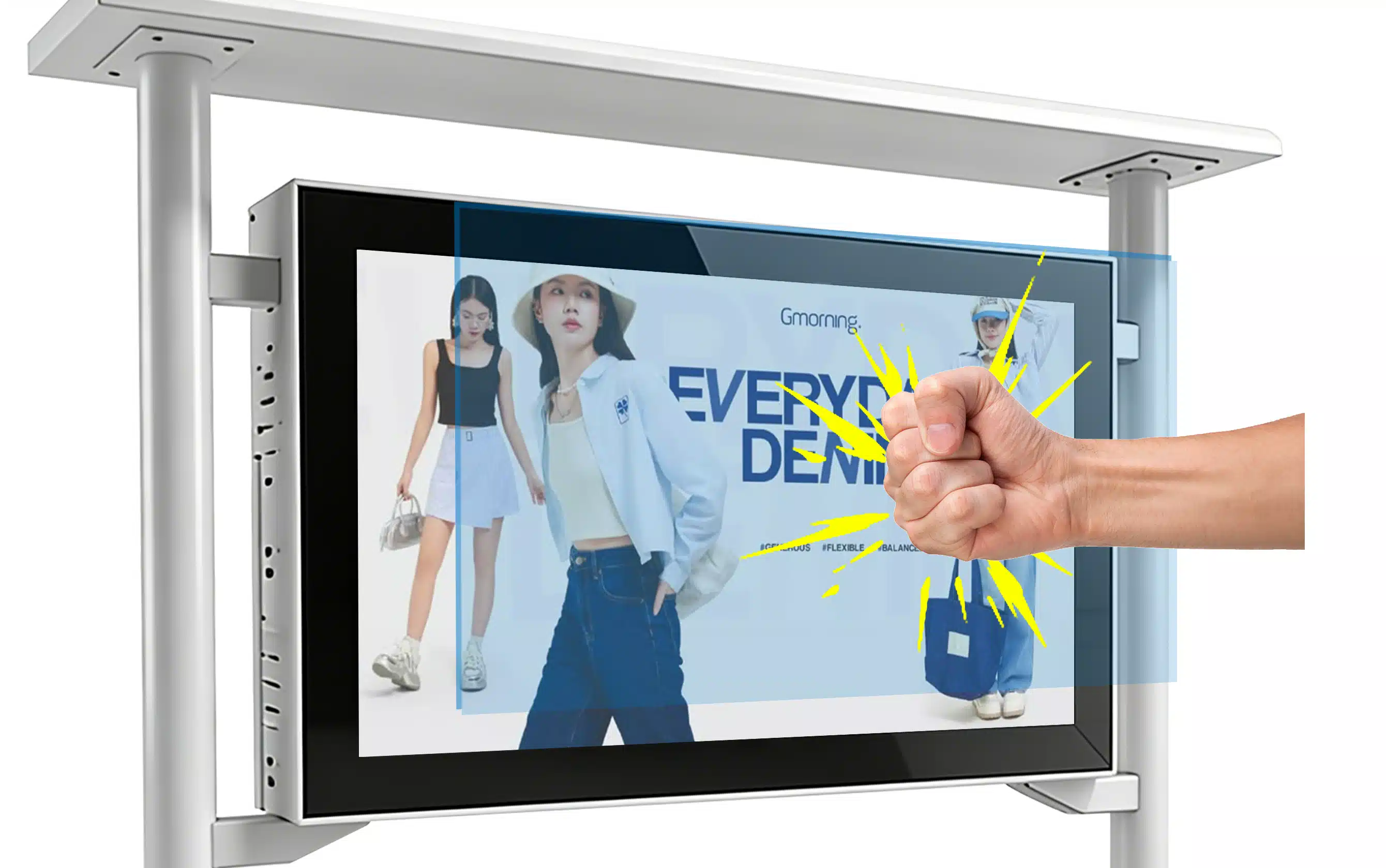 Qtenboard 8mm anti‑explosion tempered glass for outdoor digital signage impact resistance test