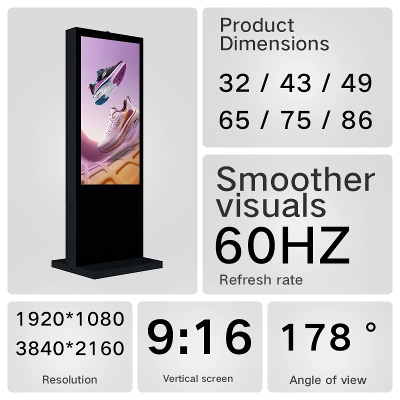 Vertical outdoor freestanding advertising lcd digital signage specification sheet