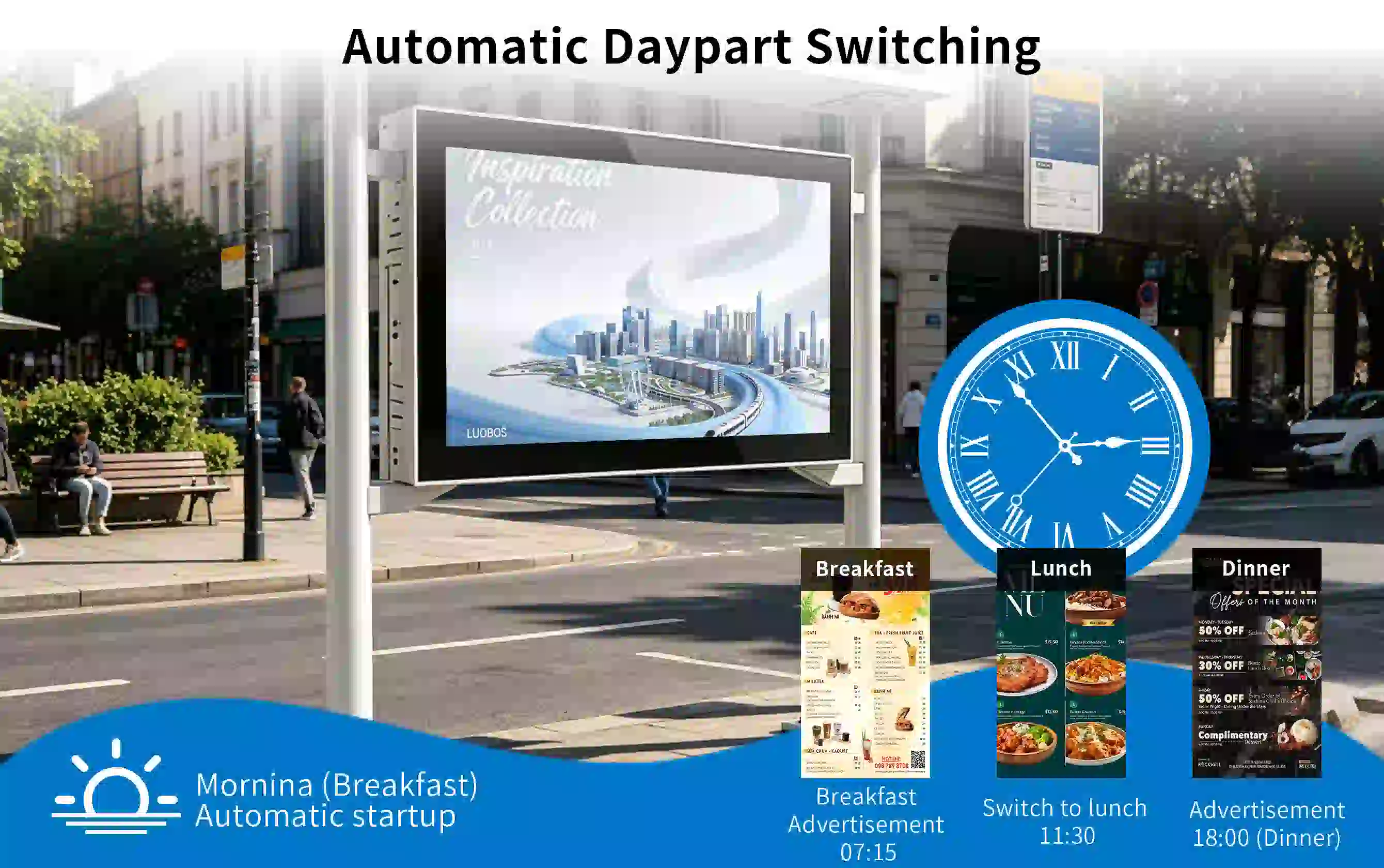 Qtenboard bus shelter outdoor digital signage low power consumption energy saving 24/7 operation