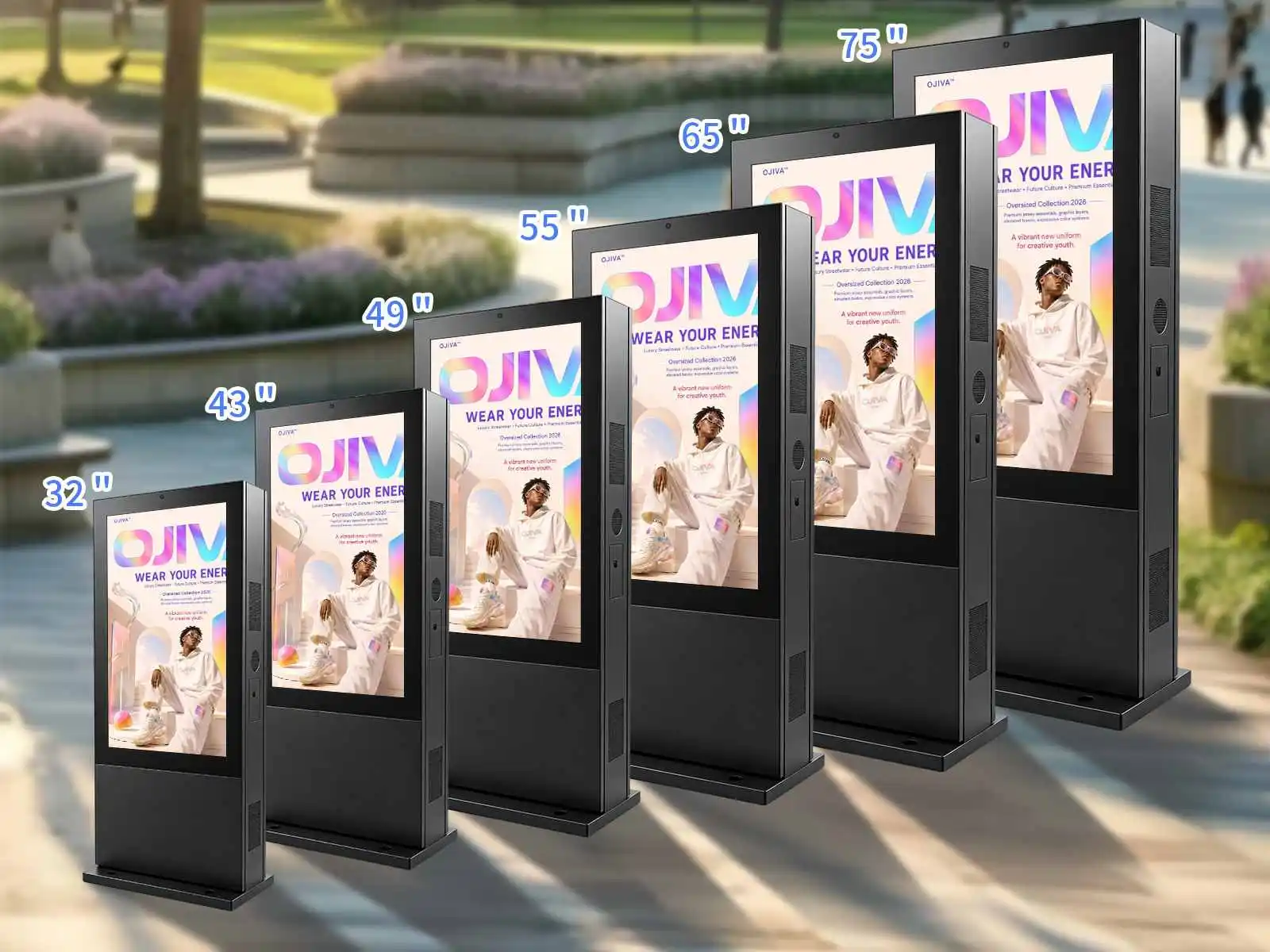 Qtenboard sizes 32‑75 inch outdoor kiosk