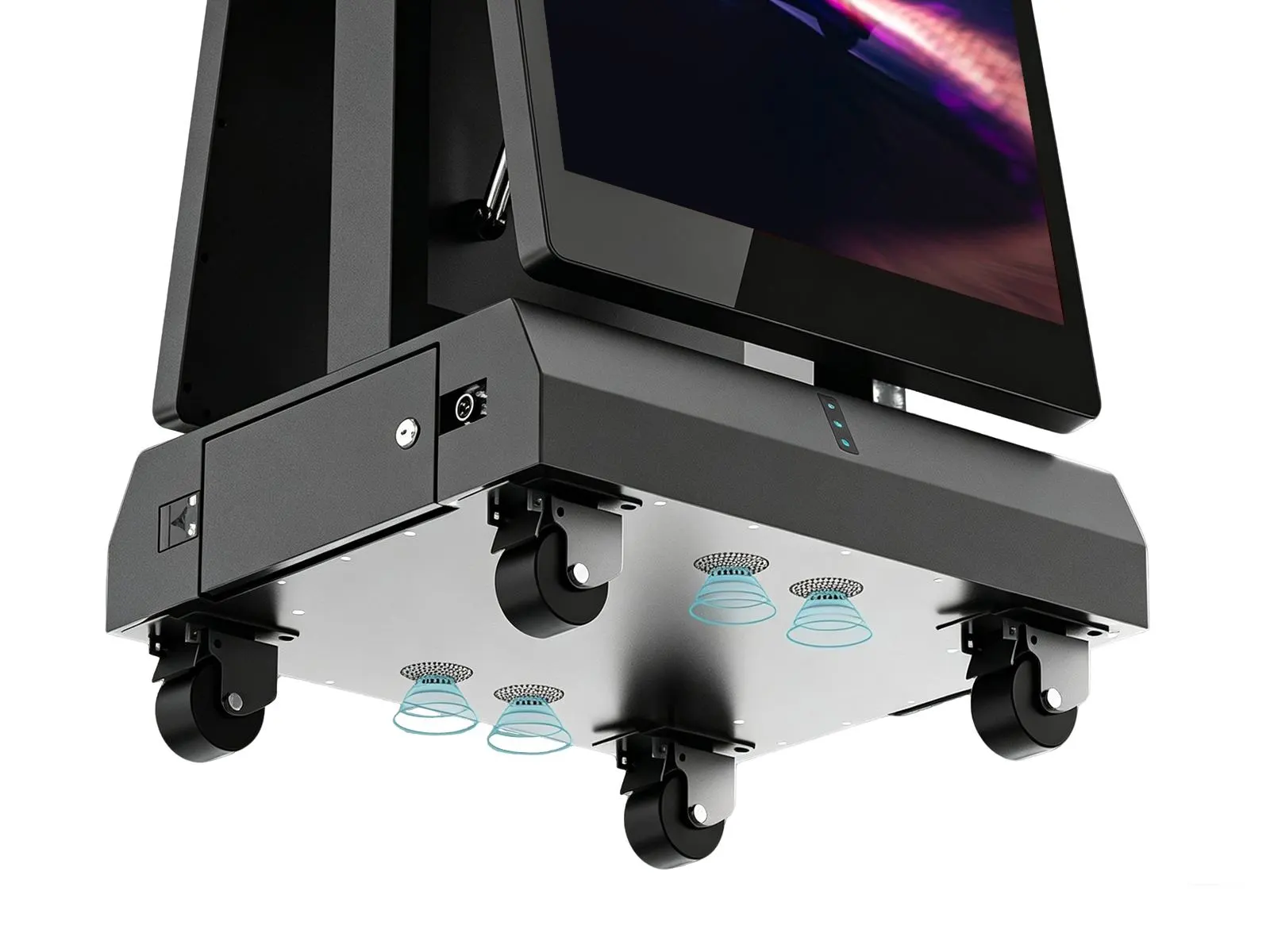 Qtenboard waterproof subwoofer stereo speaker built‑in outdoor battery digital poster display