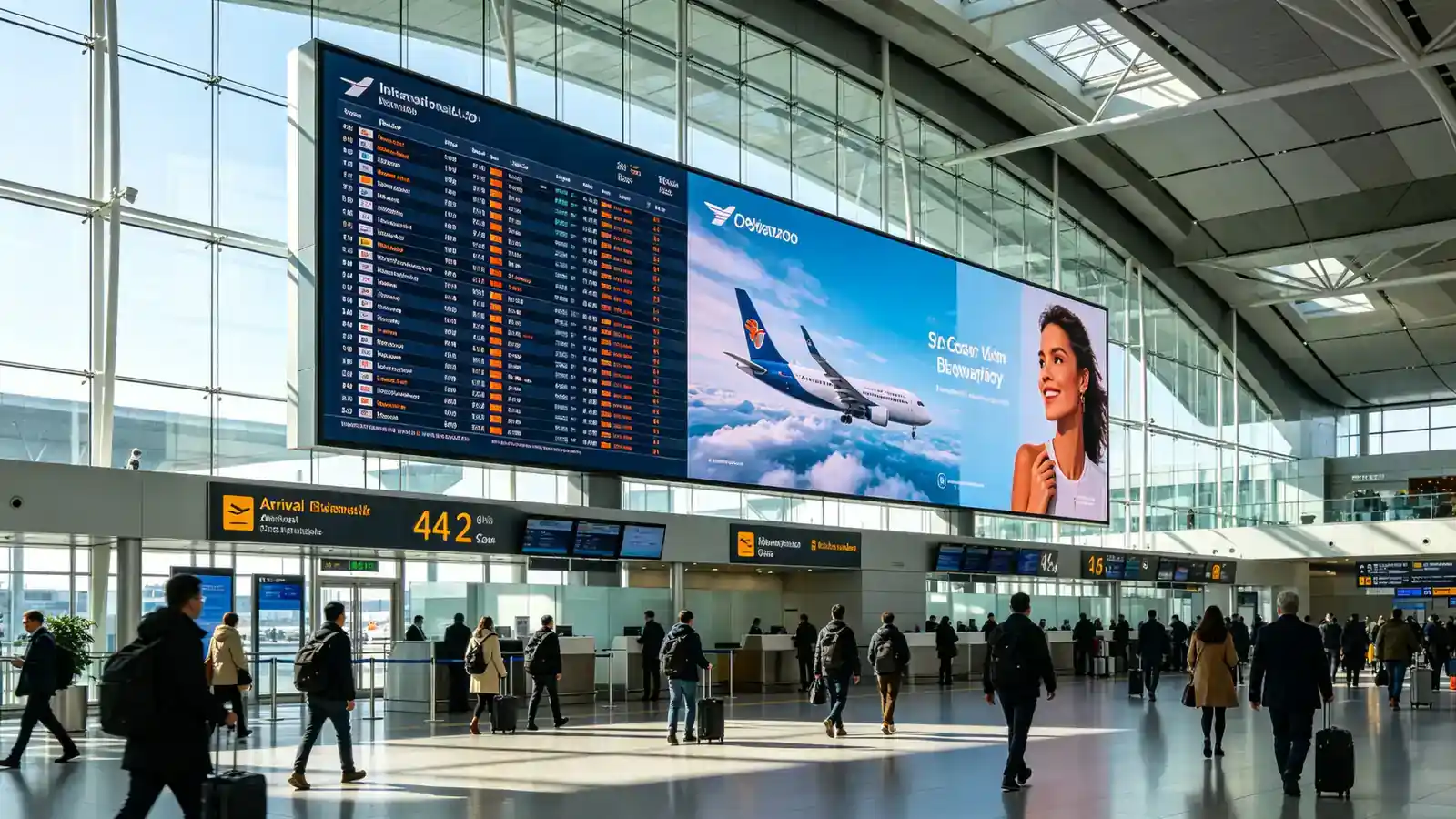 Qtenboard LCD video wall airport transport information display