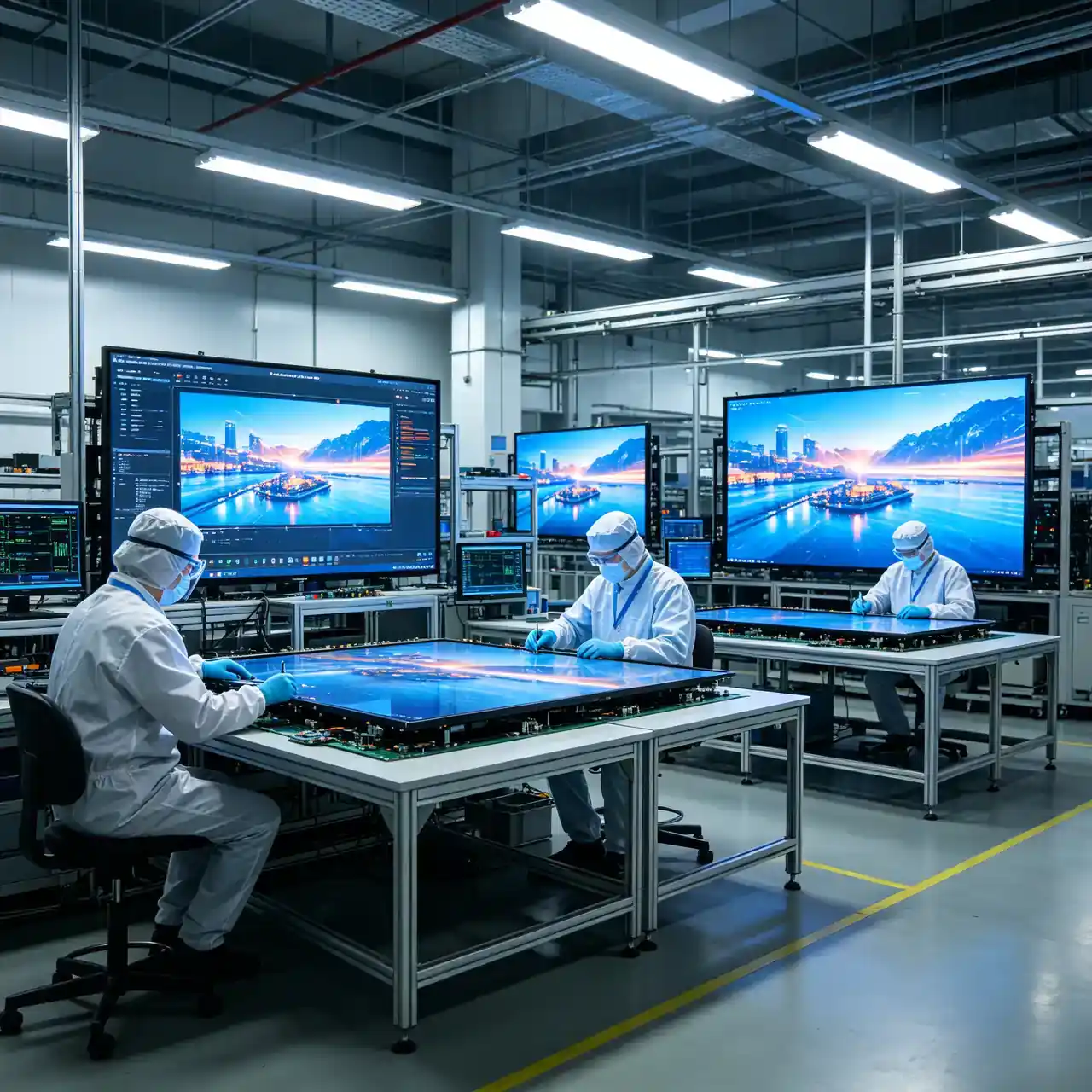 Qtenboard LCD video wall factory manufacturing quality control