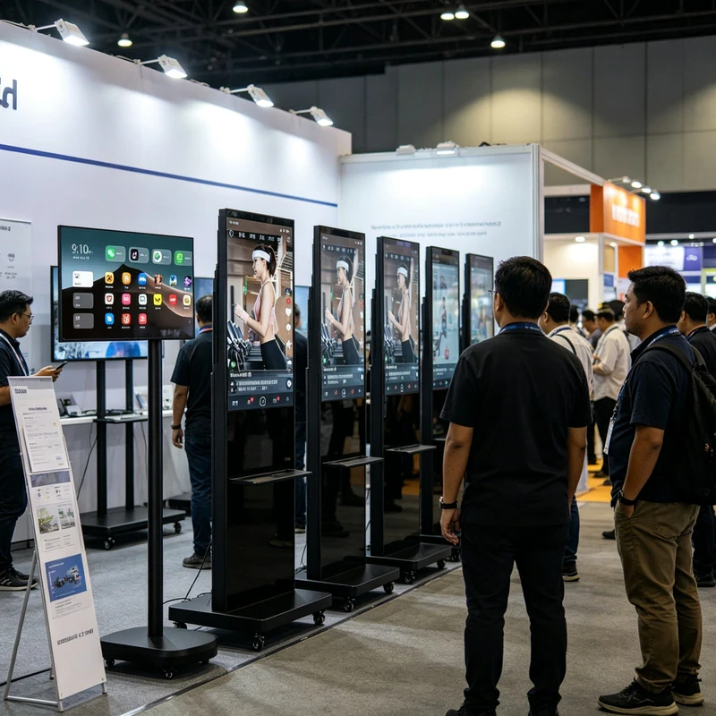 Qtenboard Stand by Me smart TV for brand exhibition booth Jakarta Indonesia