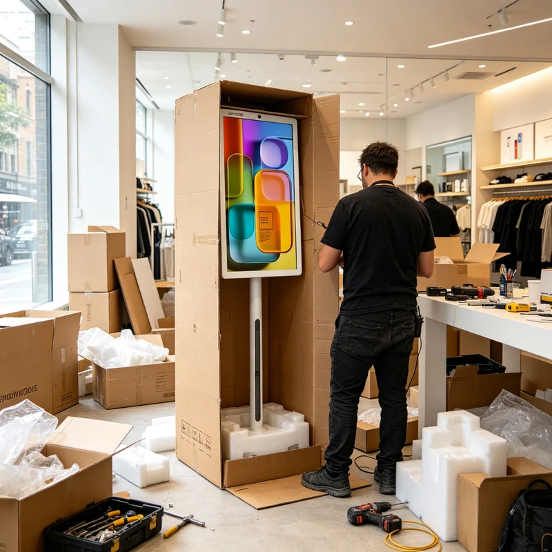 Qtenboard Stand by Me smart mobile TV in pop-up retail store Sydney Australia