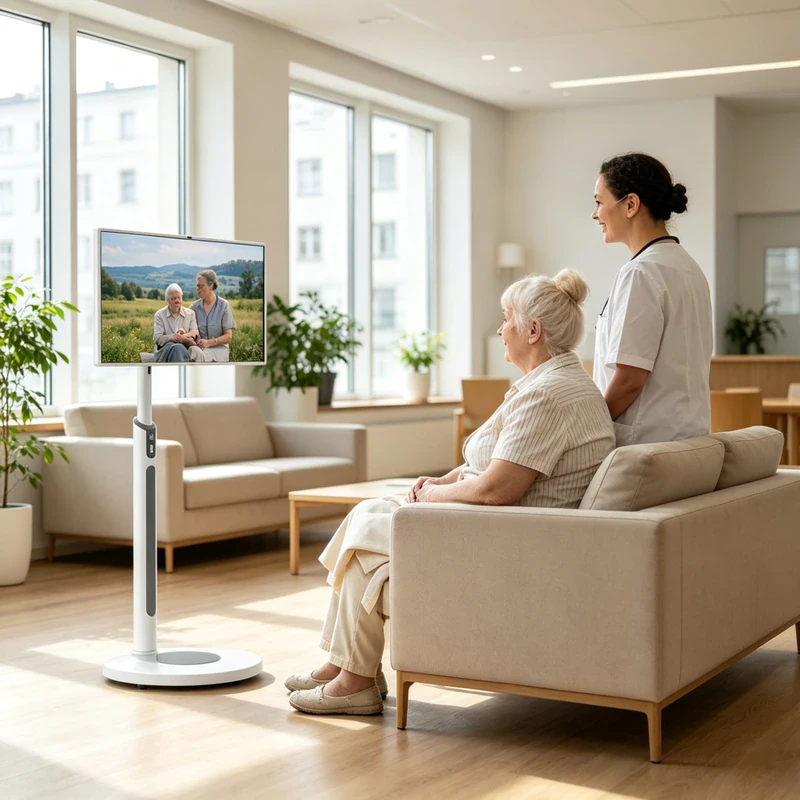 Qtenboard Stand by Me mobile TV for senior care center Berlin Germany