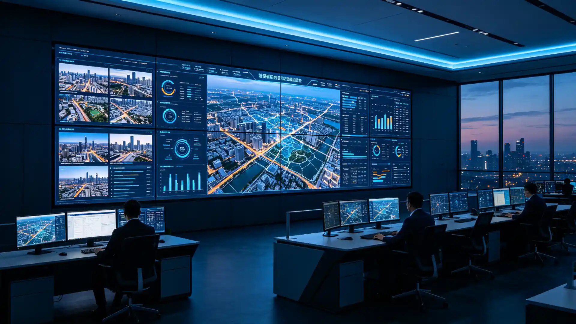 Qtenboard 2026 flagship zero bezel LCD video wall in a modern control room