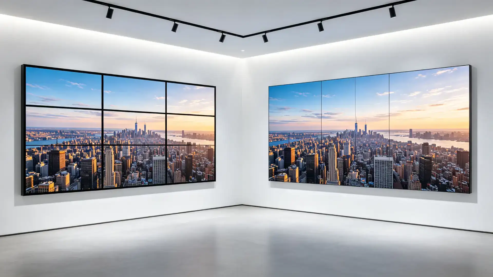 Qtenboard zero bezel optical compensation seamless LCD video wall comparison