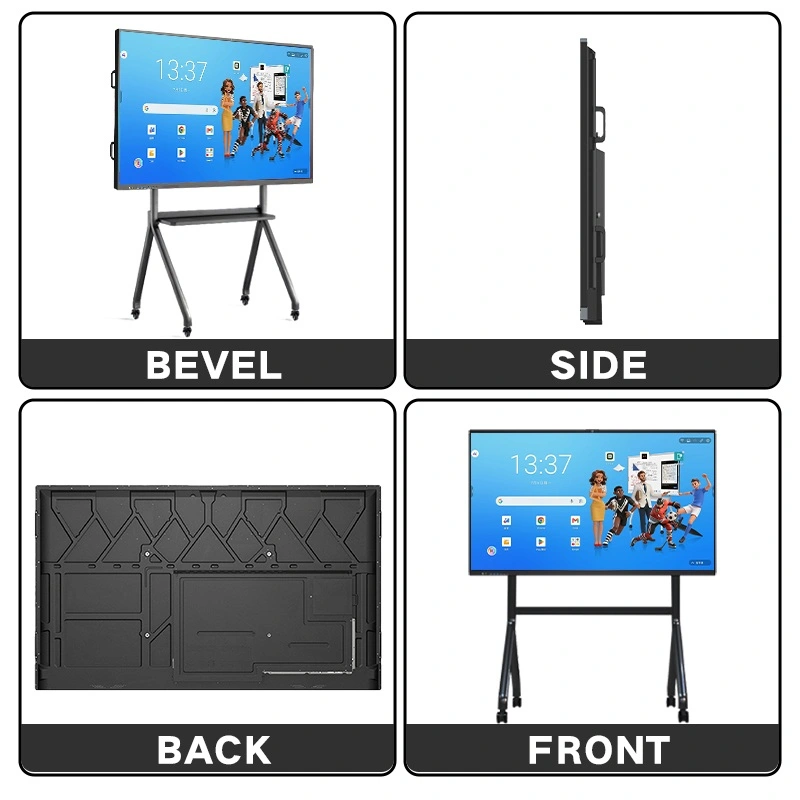 RK3588 interactive whiteboard multi‑angle view, front side back bevel appearance display