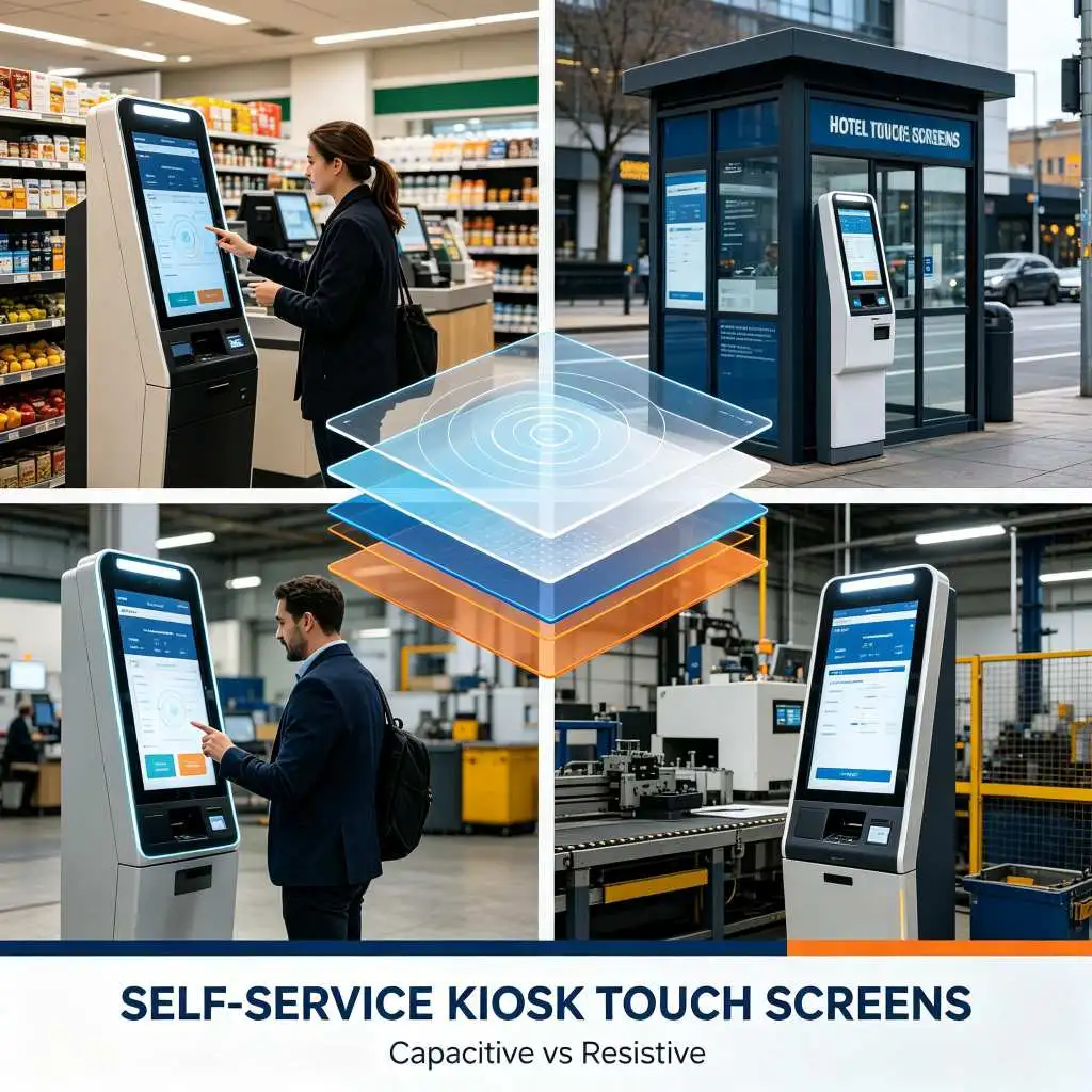 Capacitive vs Resistive Self-Service Kiosk Touch Screen – B2B Selection Guide
