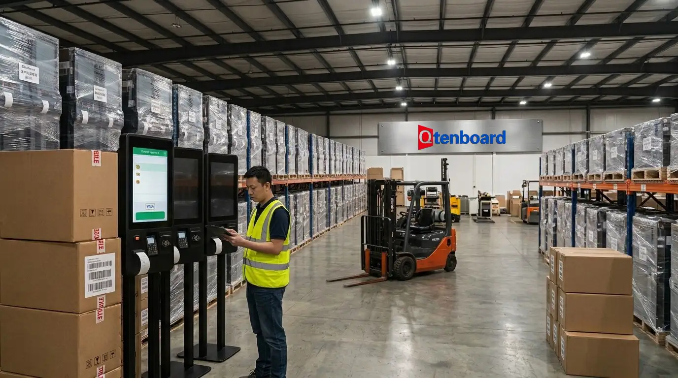 Qtenboard factory production line for restaurant self-service payment kiosk manufacturing