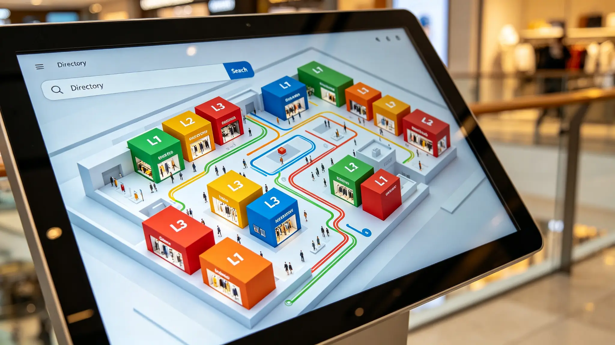3D Indoor Mall Map Wayfinding Interface