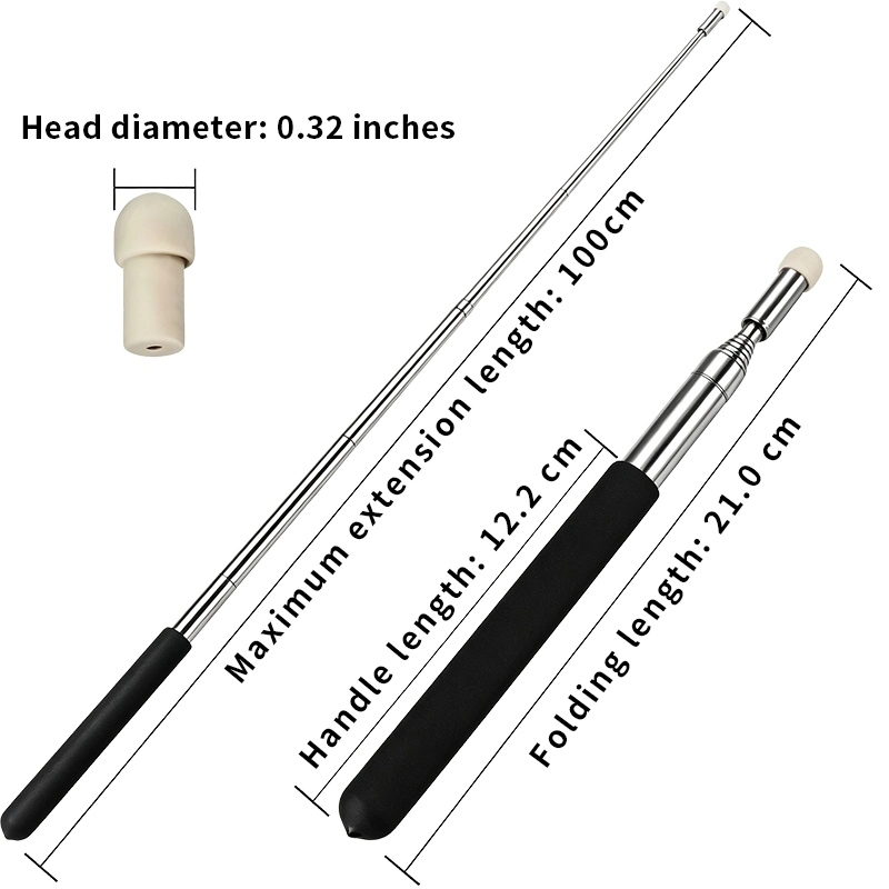Qtenboard RM interactive teaching pointer dimension drawing, max 100cm extendable length