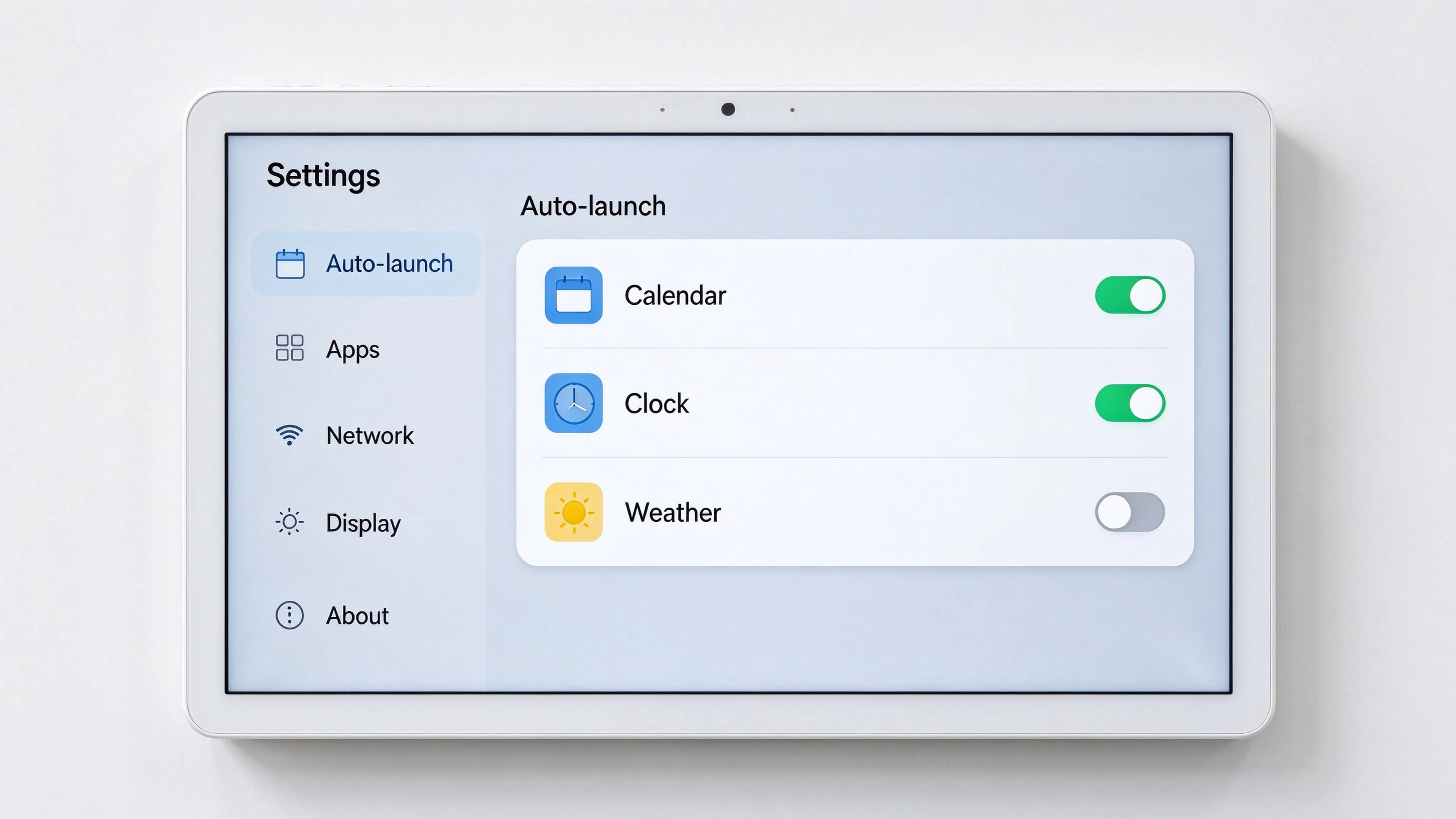 Calendar app pre-installation and auto-launch setup on a Qtenboard Android display platform.