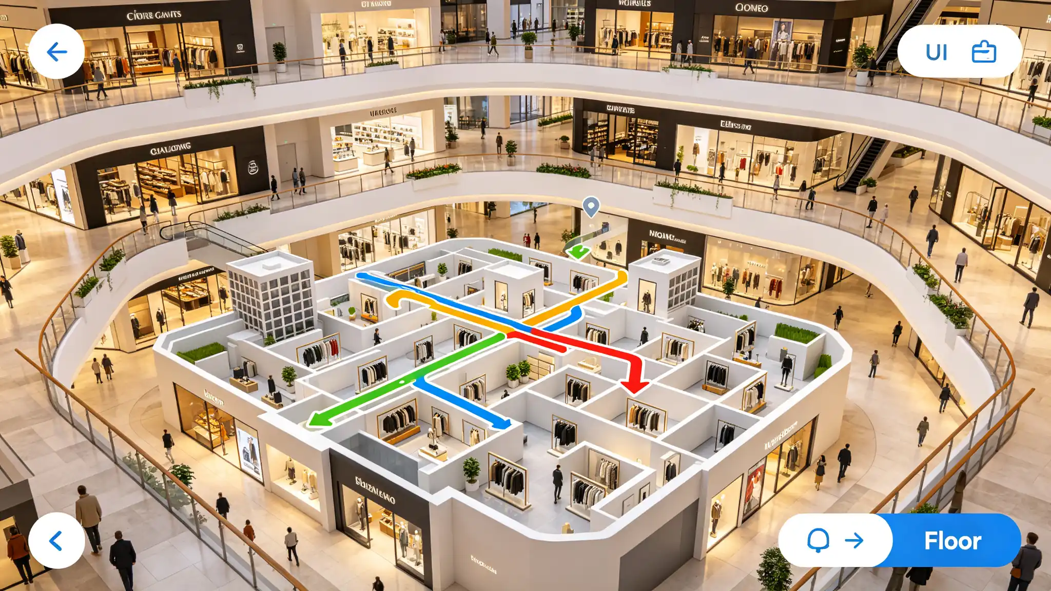 Cross Floor 3D Mall Map Navigation