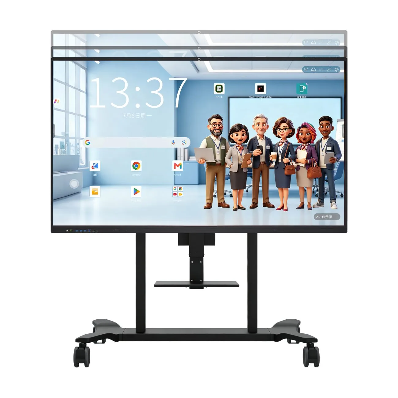 Qtenboard motorized height adjustable interactive display mobile stand