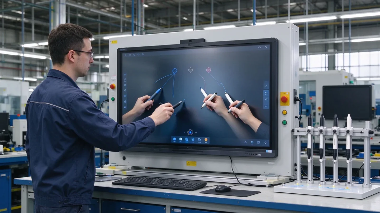 Factory testing multi touch smart boards