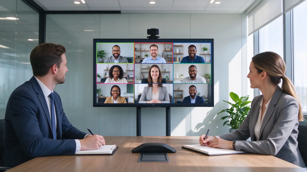 Hybrid meeting video conferencing smart display