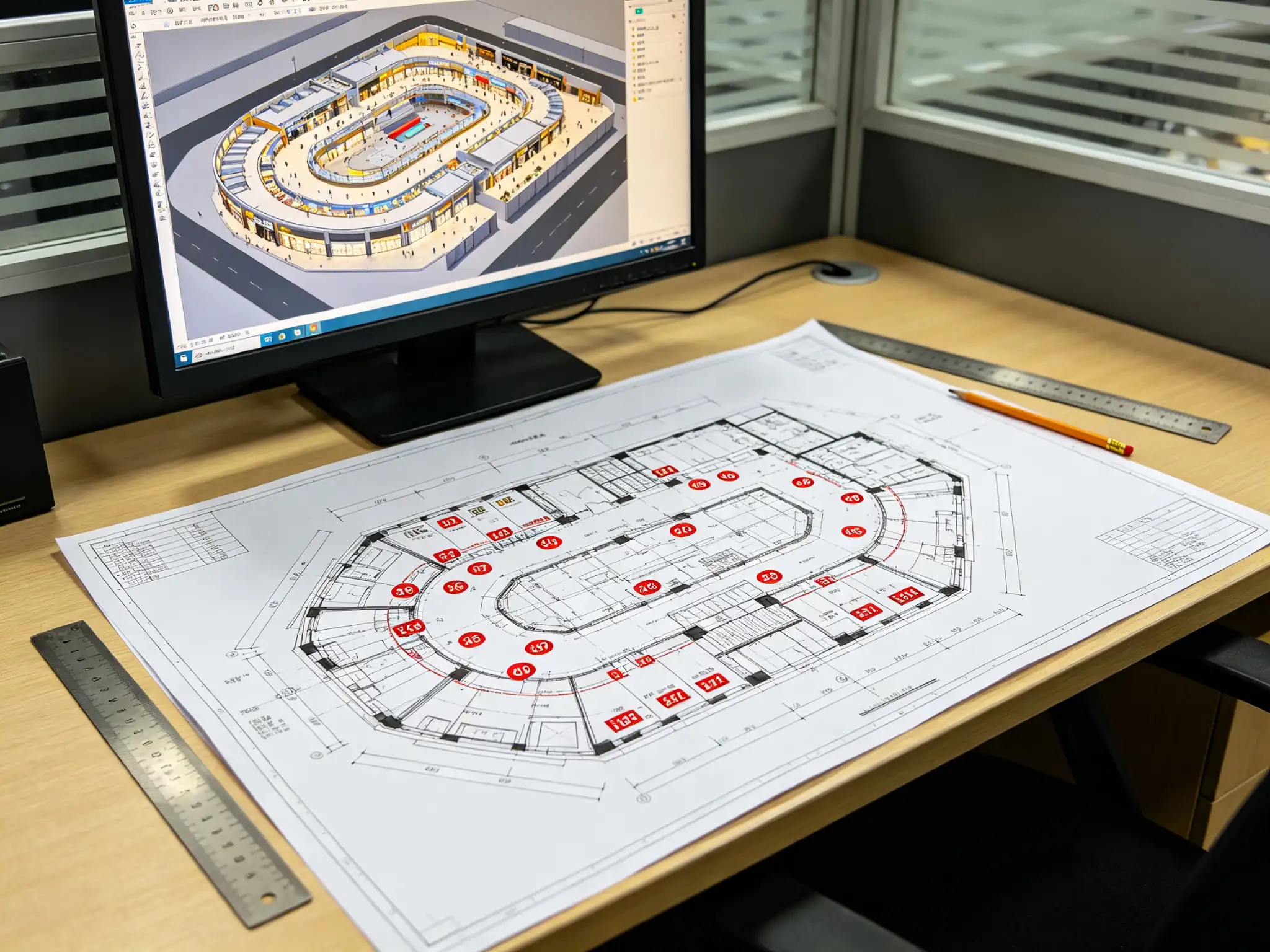 Mall CAD Floor Plan Blueprint