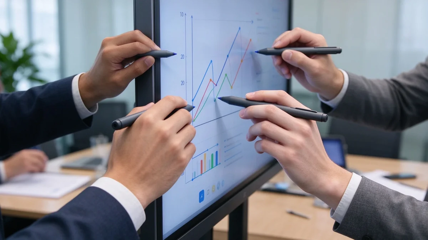 Multi user touch collaboration illustration