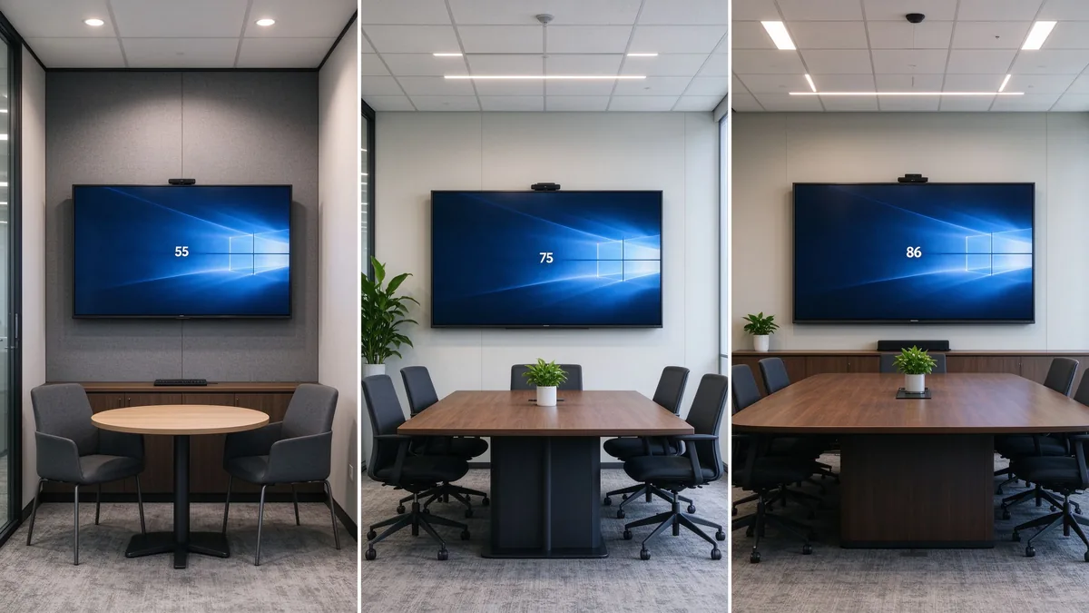 Office spaces with different smart board sizes