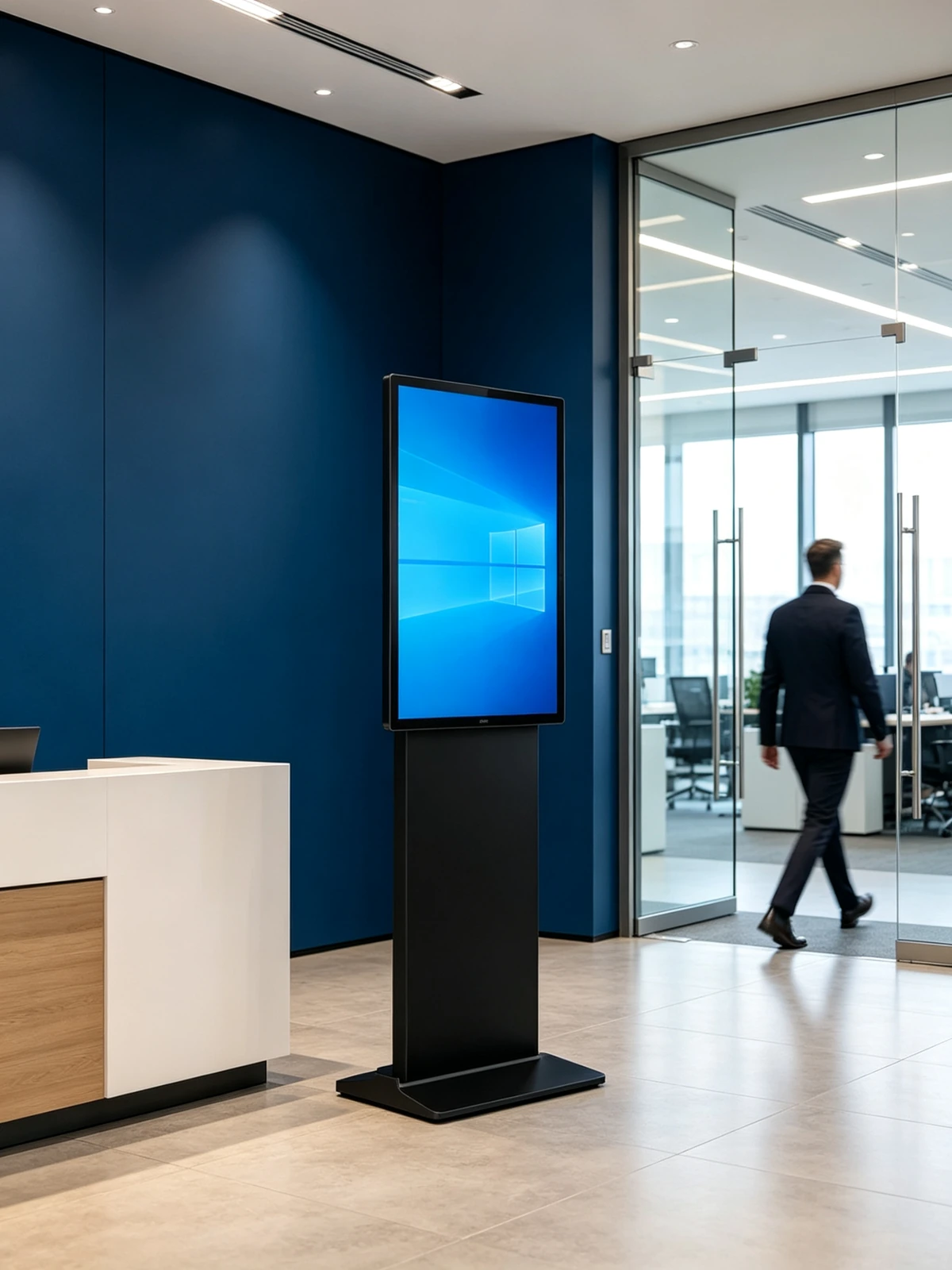 Qtenboard corporate office lobby digital signage for internal communication