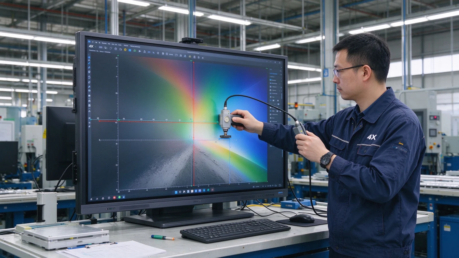 Qtenboard factory testing 4K smart board display quality
