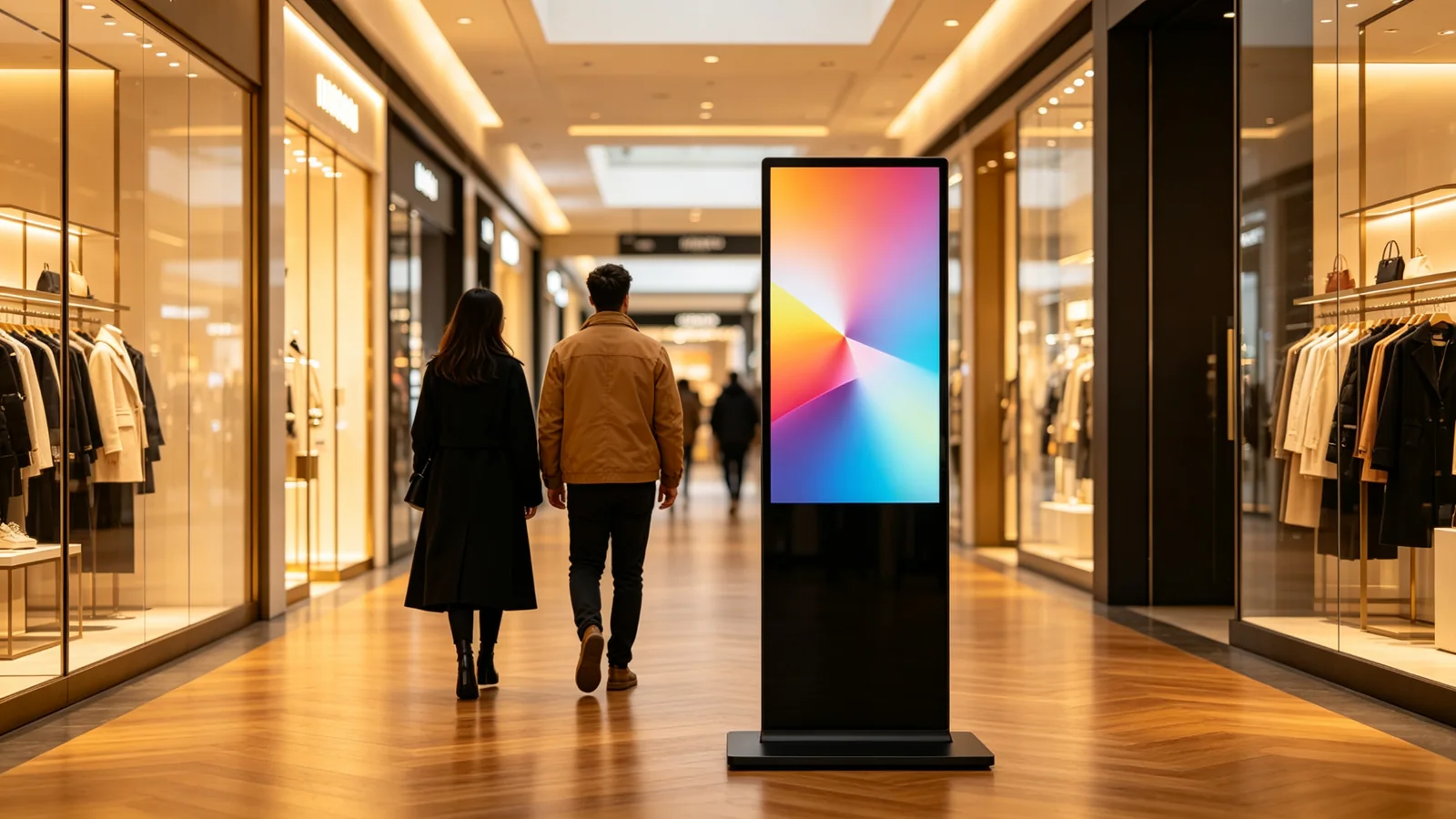 Qtenboard floor standing vertical portrait digital signage for retail store