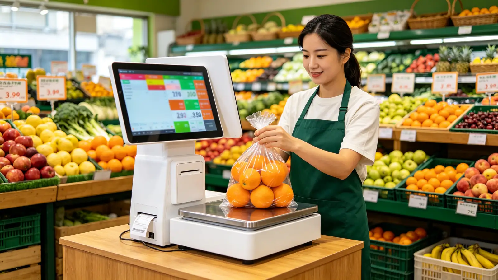 Qtenboard grocery weighing POS scale scene