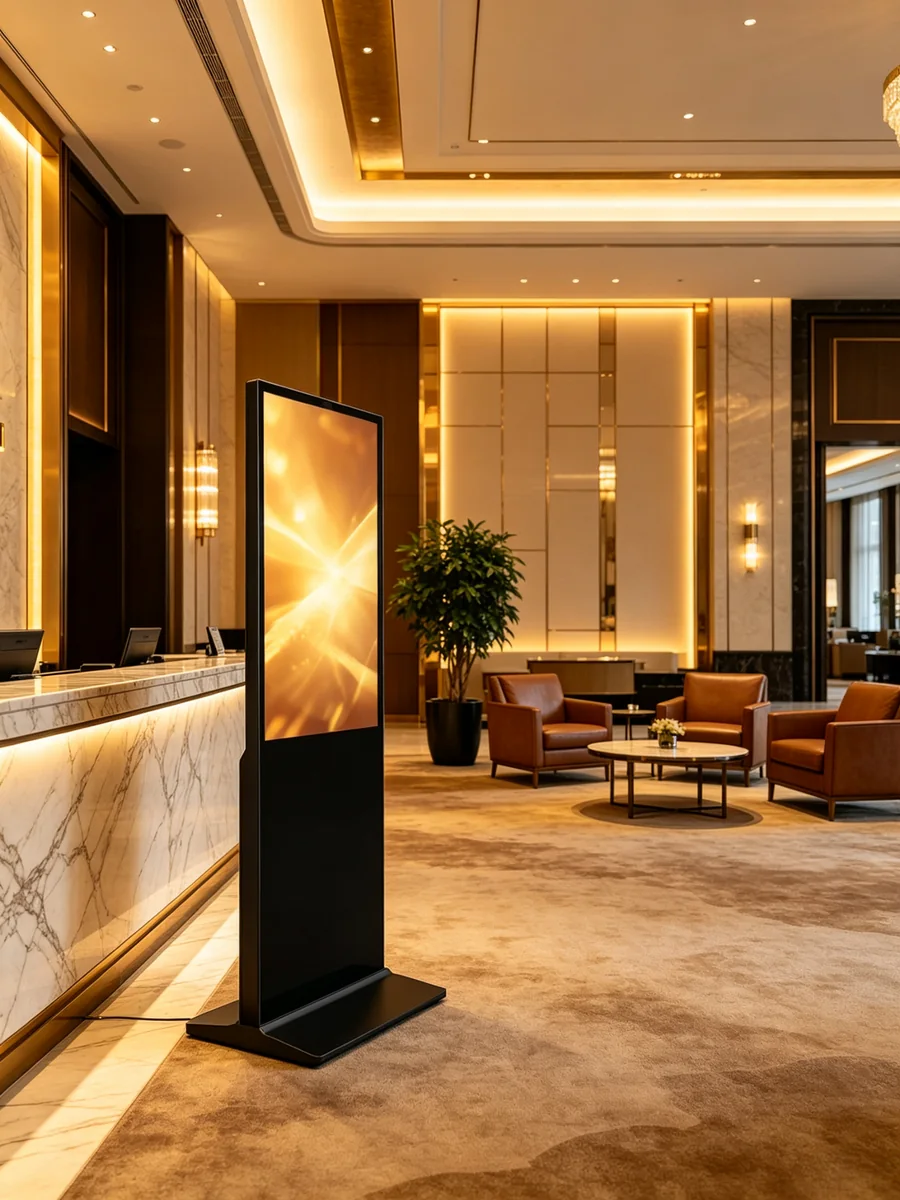 Qtenboard hotel lobby digital signage welcome display