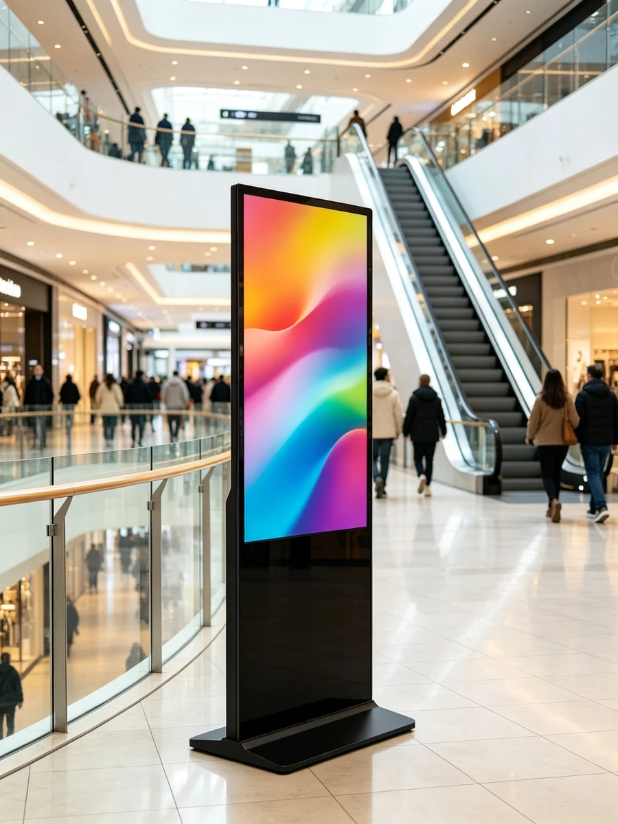 Qtenboard vertical digital signage for shopping mall advertising and wayfinding