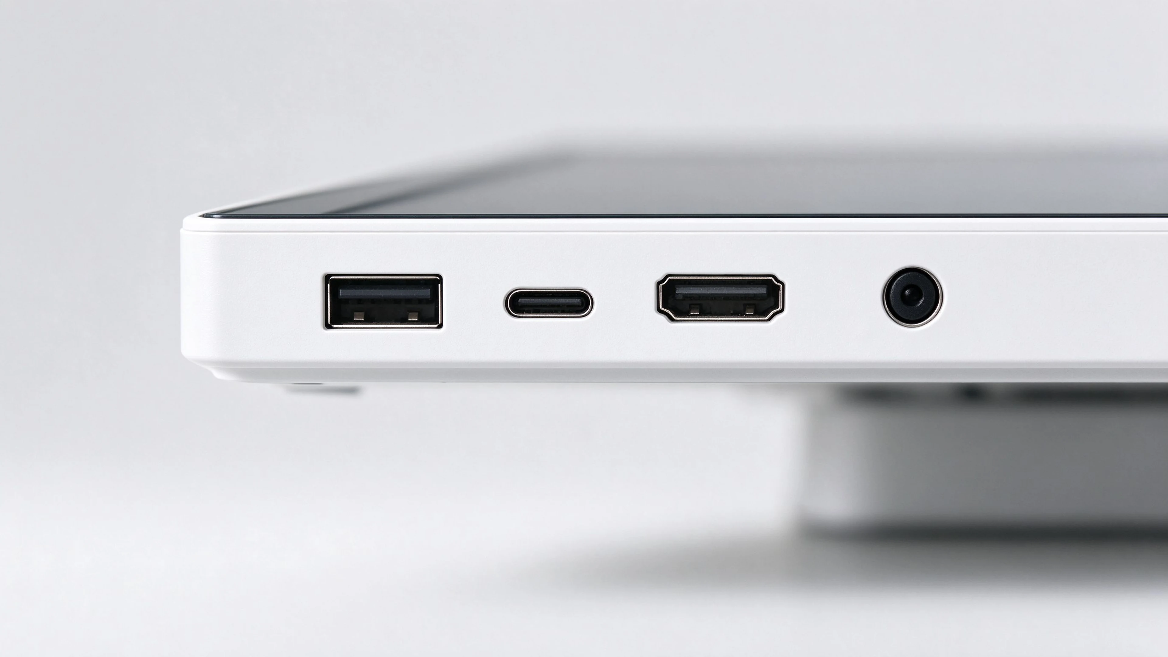 Side interface panel of an Android digital calendar display with USB, Type-C, HDMI and power input options.