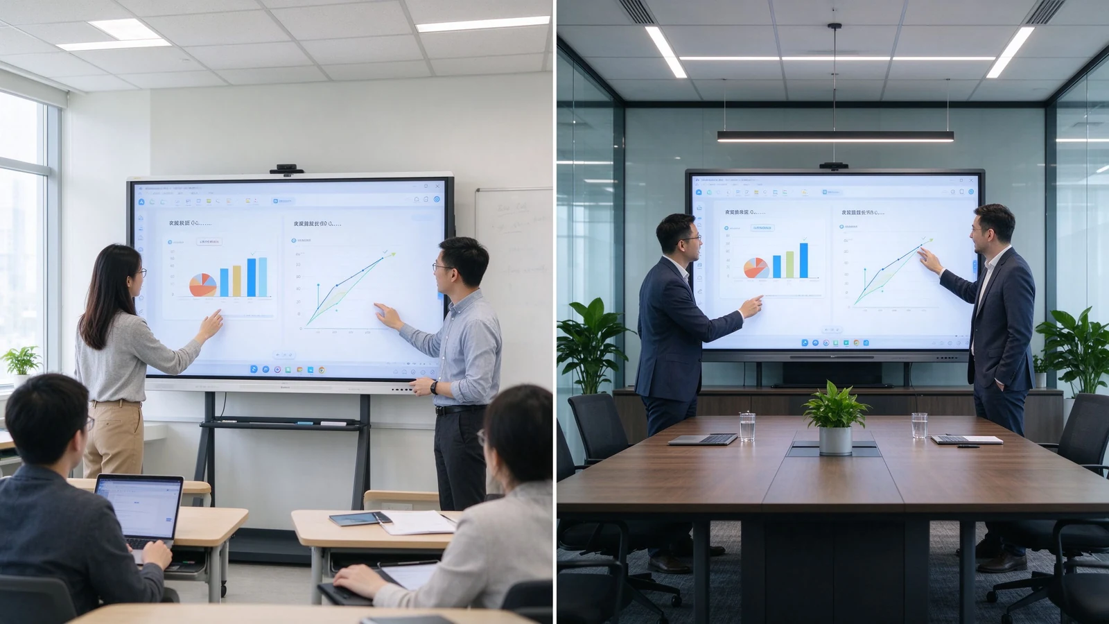 Smart whiteboard in modern classroom and meeting room