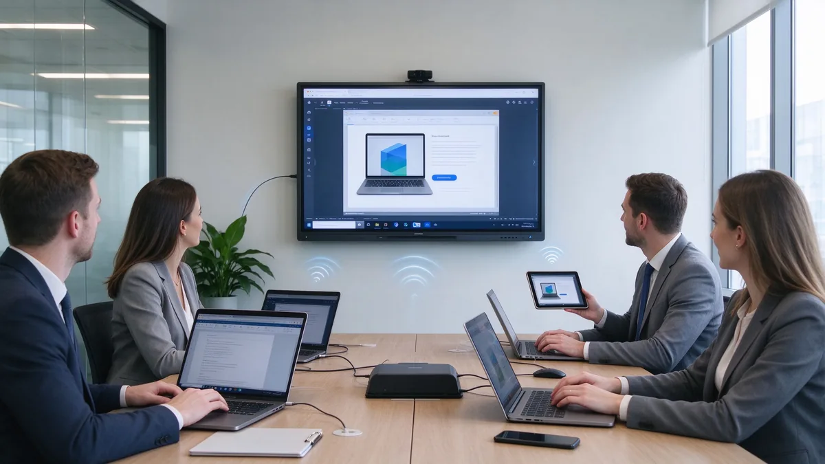 Wireless screen sharing in a meeting room