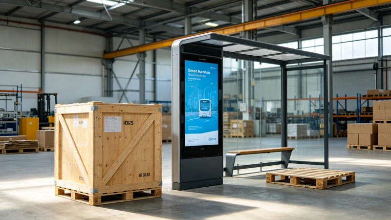 Certification, project reference and export packaging for smart bus stop digital signage kiosk.